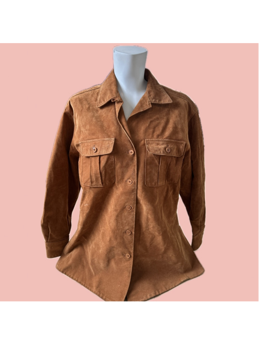 Vintage Brown Suede Leather Overshirt Jacket Made in Canada Size 10